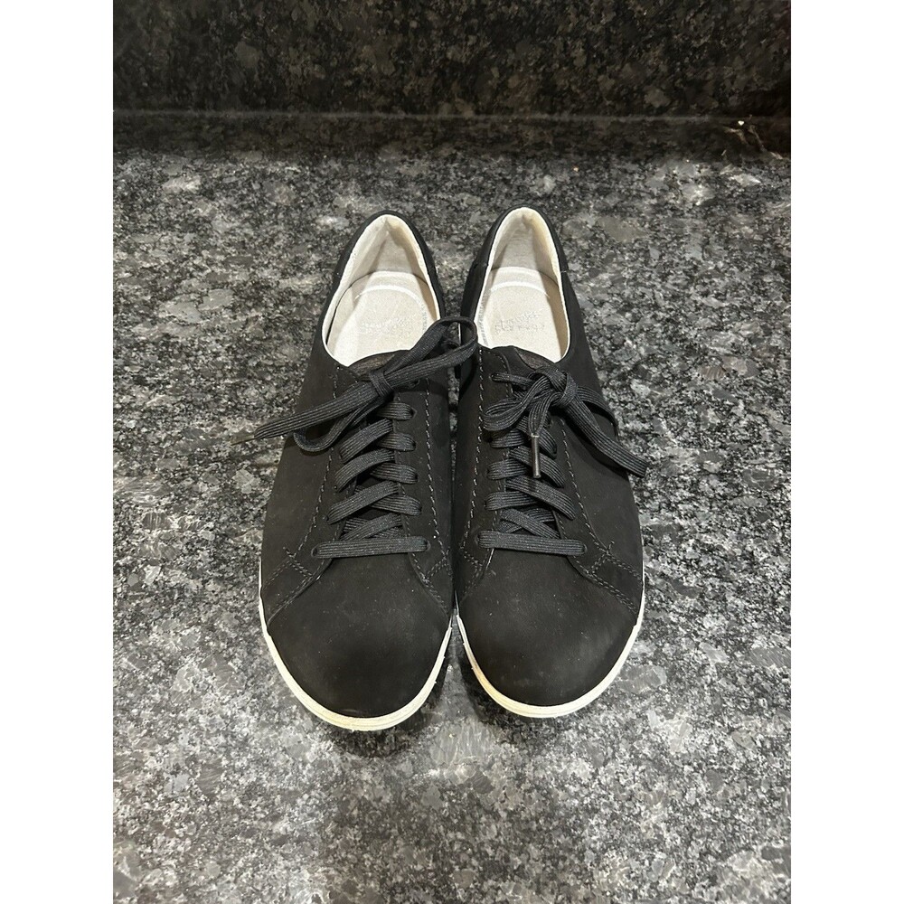 Dansko Leela Waterproof Nubuck Sneaker Women 9 / 40 Black Lace Up Comfort Shoe